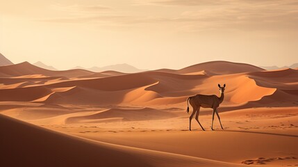 Fototapeta na wymiar a giraffe standing in the middle of a desert. generative ai