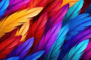 Colorful feathers pattern background