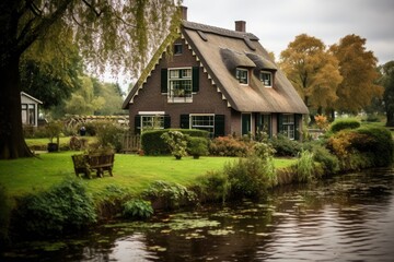 Fototapeta na wymiar Typical Dutch house during the summer.