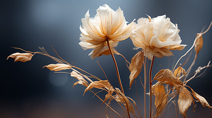  Up close with dried flowers, showcasing the elegance in nature's details, generative AI