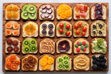 toast with toppings arranged in a pattern