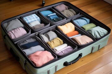packing cubes organized in a suitcase