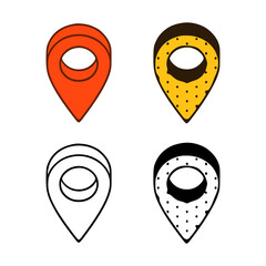 Set of location pins in different styles isolated on white background