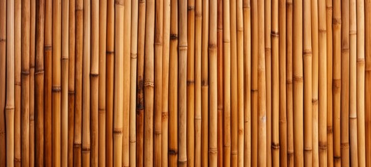 Fototapeta premium Bamboo texture background for interior or exterior design. Brown bamboo vertical wall texture. Japanese or chinese cane wall. Ai generated