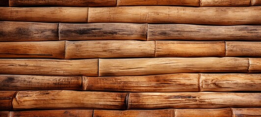 Big Bamboo texture background for interior or exterior design. Bamboo horizontal wall texture close up. Japanese or chinese cane wall. Ai generated