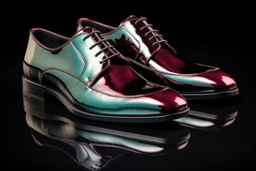 polished leather shoes with reflection on surface