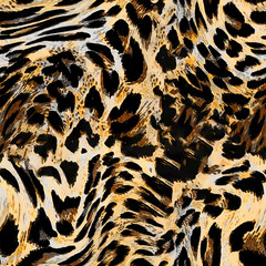 geometric brush leopard print skin background texture abstract and fashion textile design © taylan