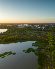 Sunset on a river in Tabasco