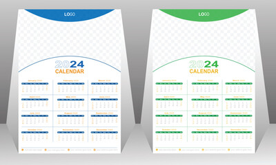 Digital Wall Calendar Design Template 2024, vector design
