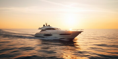 Obraz premium Rest and vacations on a luxury yacht. Generative ai.