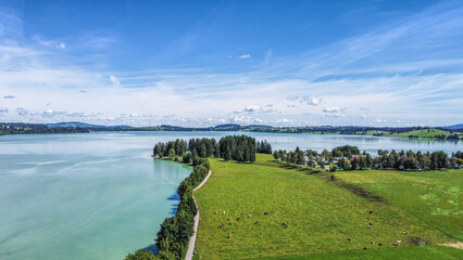 panorama of the lake Forggensee near F&uuml;ssen Germany 