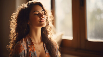 Fototapeta premium Beautiful women doing yoga in a calm room