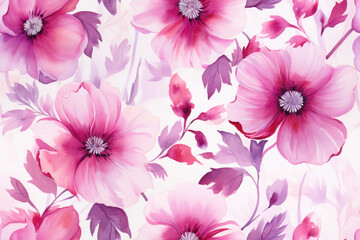 Fototapeta premium seamless pattern - repeatable texture of abstract pink flowers on white background