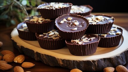  a plate of chocolates with nuts on top of it.  generative ai