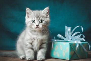 kitten and a gift box