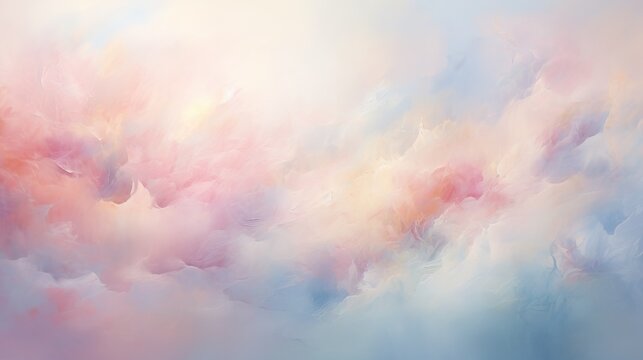  an abstract painting of pink, blue, and yellow clouds.  generative ai