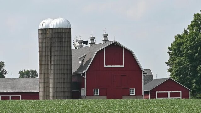 Barn, Silos, and Windmill