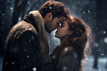 Happy kissing couple