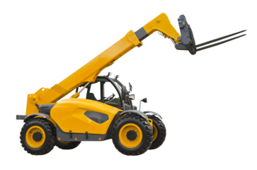 A telescopic handler, also called a telehandler
