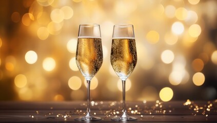 Holiday background with champagne glasses
