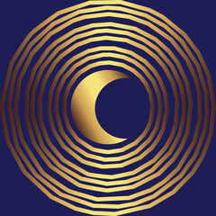 Abstract moon in gold, vector illustration