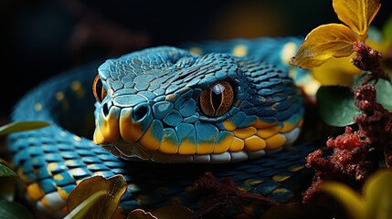 Fototapeta premium Snakes Serpentes are a suborder of the class of reptiles of the Scalyidae division venomous creature predator, fearsome and beautiful dangerous scales and skin .