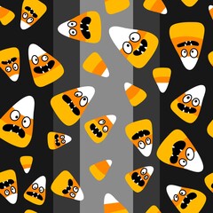 Halloween cartoon candy seamless sugar monster pattern for wrapping paper and fabrics and kids clothes print