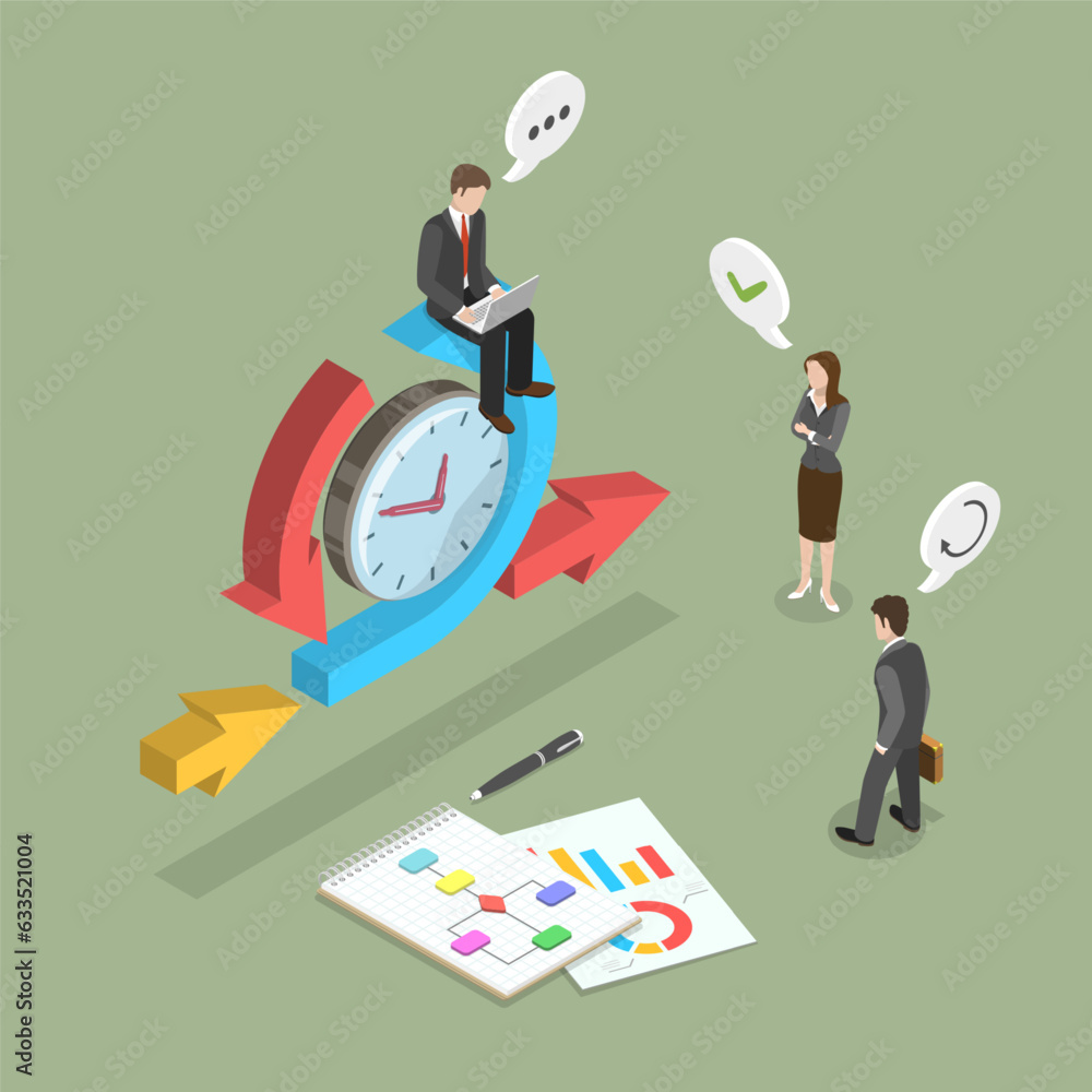 Poster 3d isometric flat vector conceptual illustration of agile management, scrum process