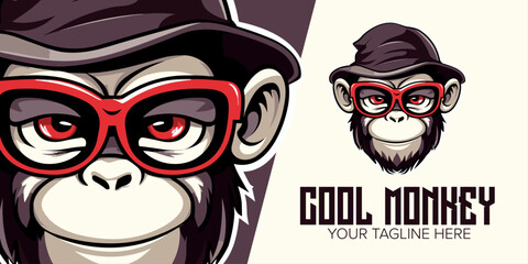 Hip Monkey Badge: Modern Illustration Logo Concept for Sport and Esport Team Identity