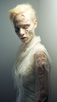 Halloween. Portrait of a zombie woman. day of the dead, undead.