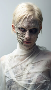 Halloween. Portrait of a zombie woman. day of the dead, undead.