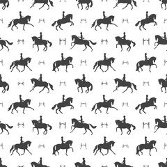 Seamless vector pattern, equestrian, dressage