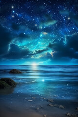 Fototapeta na wymiar Moonlight reflection on the ocean, sparkling waves