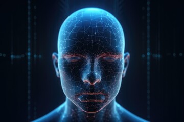 AI concept image showcases a digital hologram of the human - obrazy, fototapety, plakaty