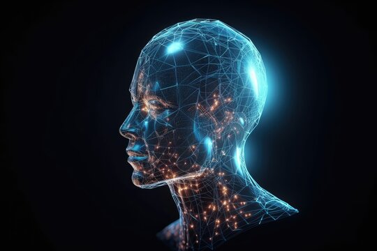 AI concept image showcases a digital hologram of the human