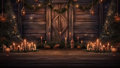 Dark Christmas wooden background