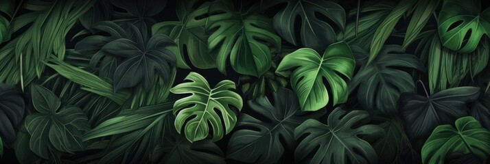 Fototapeta na wymiar Green tropical leaves background