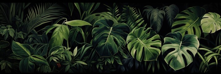 Naklejka na ściany i meble Green tropical leaves background