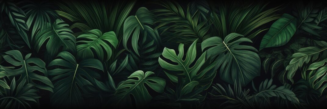 Green tropical leaves background © olegganko