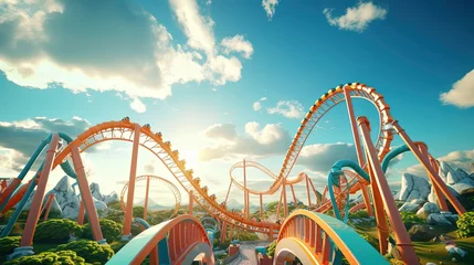 Keuken foto achterwand Amusementspark Roller Coaster on Amusement Park