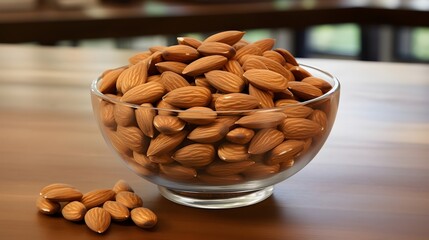 Almonds in a glass bowl