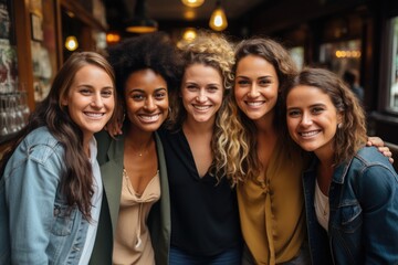 Diverse group of friends hugging - stock photography