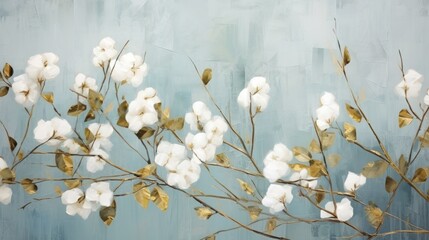 Fresh cotton flowers natural background