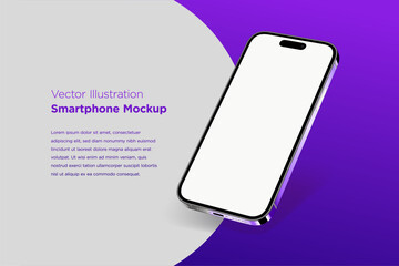 Smartphone mockup in the circle pink-purple background for app preview
