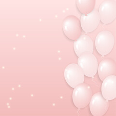 Shine pink background with balloons in vector