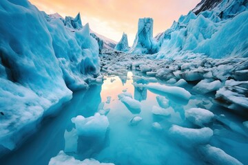 Antarctic glacier melting. Global warming and climate change concept.