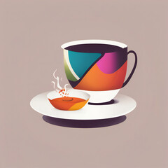 Tea illustration, minimalist, vibrant colors