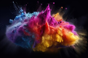 Fototapeta na wymiar Explosion of colored powder on black background.