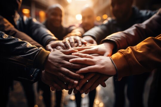 People joining hands in unity - stock photography