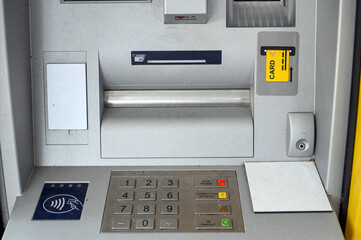 Cash machine. ATM on the street. Bancomat. 
